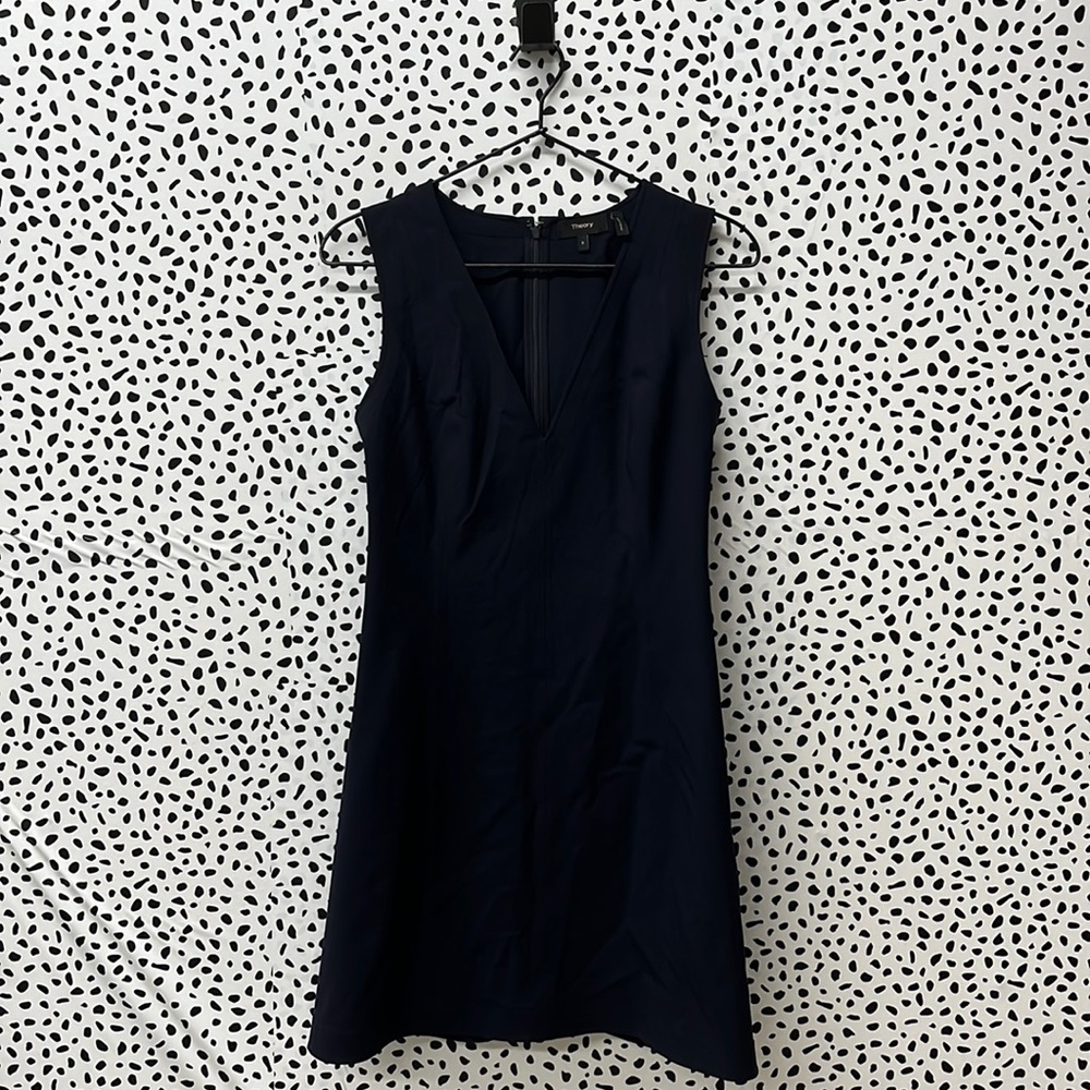 Theory Navy Blue Fit & Flare Dress